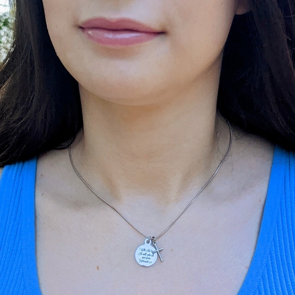 Christian Bible Verse Scripture Cross Necklace - Picture 2 of 6